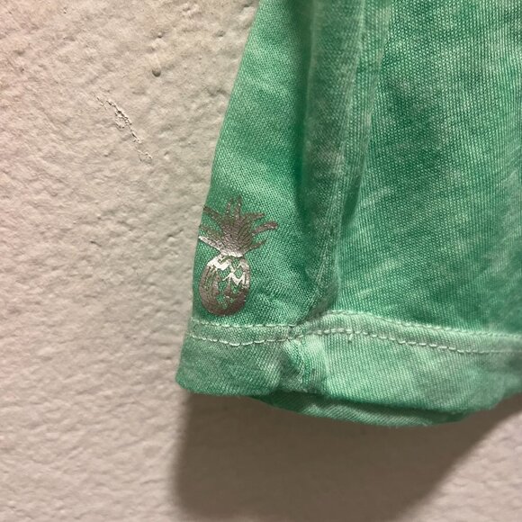 Suzzi i Women's Key West Pineapple Soft Sheer Tank Top Size Medium Teal - Picture 4 of 8